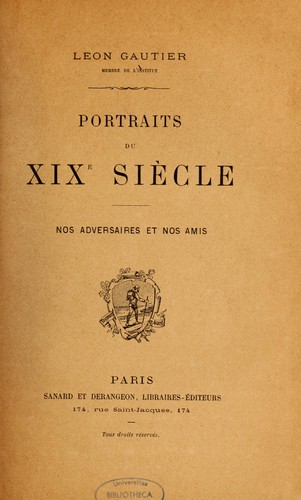 Cover for Portraits du XIXe siècle
