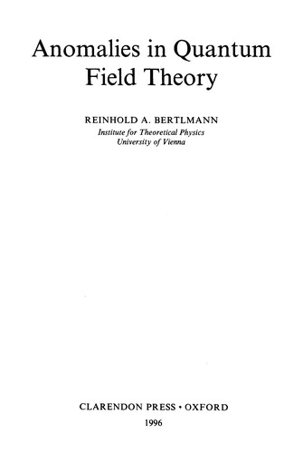 Cover for Anomalies in quantum field theory