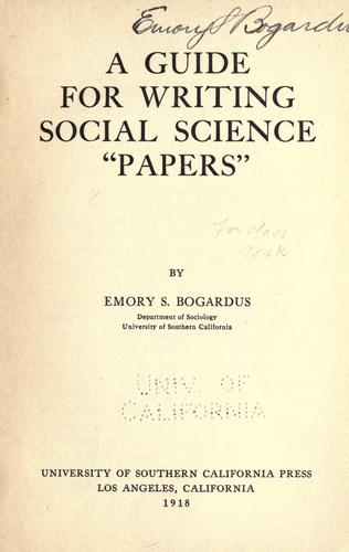 Cover for A guide for writing social science "papers"