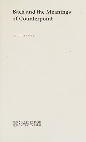 Cover for Bach and the meaning of counterpoint