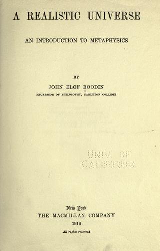 Cover for A realistic universe