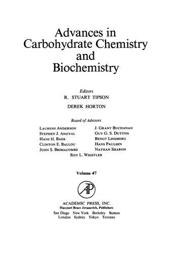 Cover for Advances in Carbohydrate Chemistry and Biochemistry