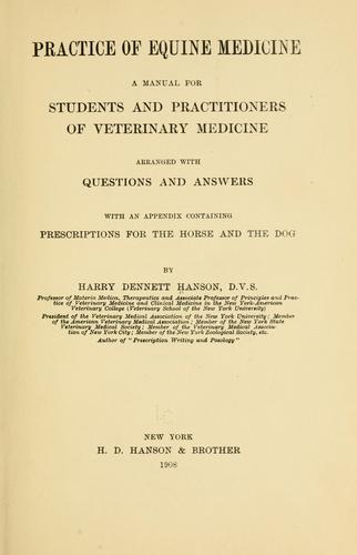 Cover for Practice on Equine medicine