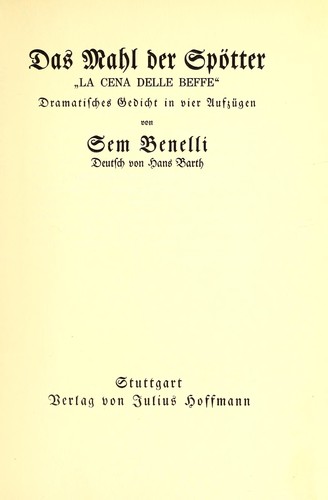 Cover for Das Mahl der Spo tter