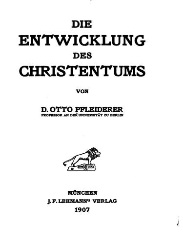 Cover for Die Entwicklung des Christentums