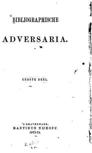 Cover for Bibliographische Adversaria