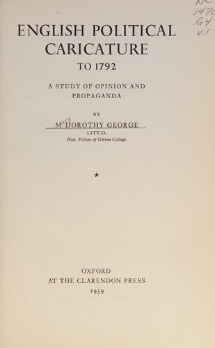 Cover for English Political Caricature to 1792
