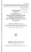 Cover for Campaign finance reform proposals of 1996