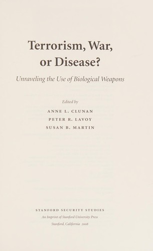 Cover for Terrorism, war, or disease?