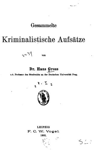 Cover for Gesammelte kriminalistische Aufsätze