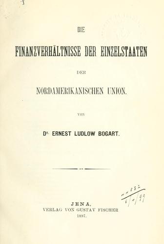 Cover for Finanzverhältnisse der Einzelstaaten der nordamerikanischen Union.