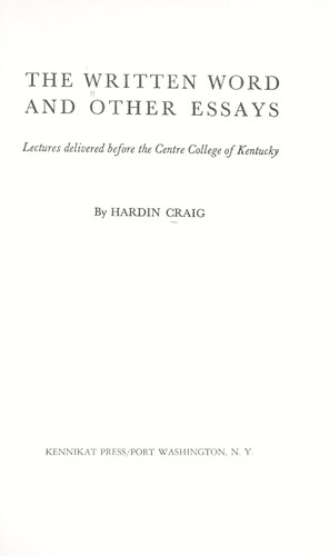 Cover for The written word
