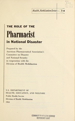 Cover for The role of the pharmacist in national disaster