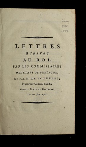 Cover for Lettres e crites au roi