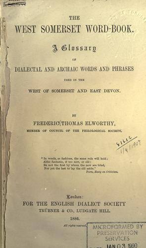 Cover for The West Somerset word-book