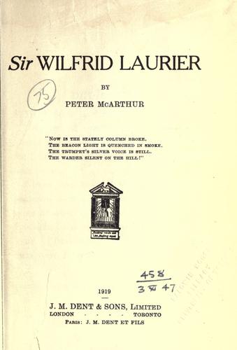 Cover for Sir Wilfrid Laurier.