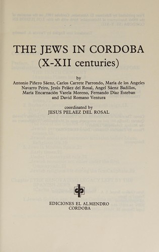 Cover for The Jews in Cordoba (X-XII centuries)