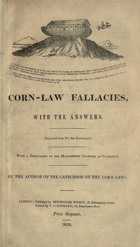Cover for Corn-law fallacies, with the answers, with a dedication to the Manchester Chamber of Commerce