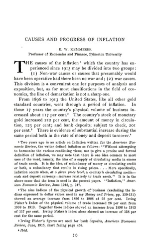 Cover for Inflation and high prices: causes and remedies