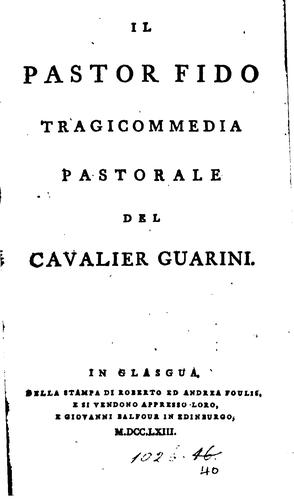 Cover for Il pastor fido: tragicommedia pastorale