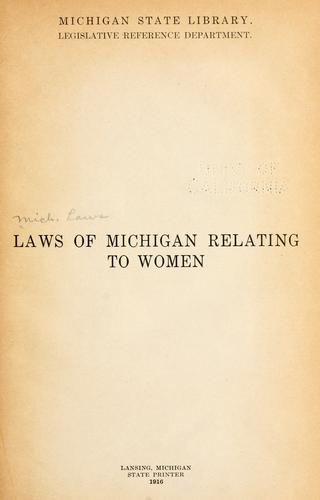 Cover for Laws of Michigan relating to women.