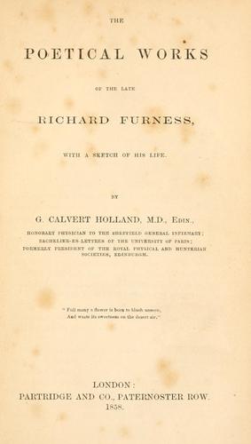 Cover for The poetical works of the late Richard Furness