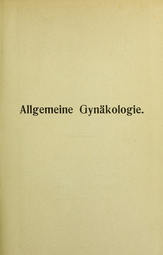 Cover for Allgemeine Gyn©Þkologie