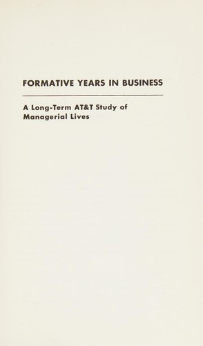 Cover for Formative years in business