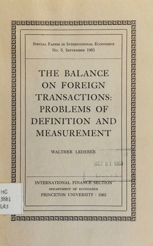 Cover for The balance on foreign transactions