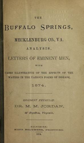 Cover for The Buffalo Springs, Mecklenburg Co., Va