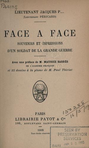 Cover for Face à face