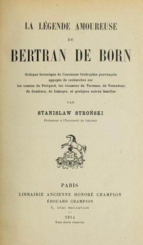 Cover for La légende amoureuse de Bertran de Born