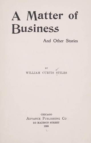 Cover for A matter of business, and other stories