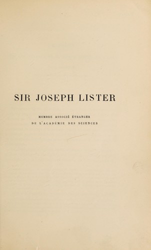 Cover for Rapport sur les travaux de M. Joseph Lister (Sir Joseph) ... (Lu à l'Académie des sciences, le 27 février 1893)