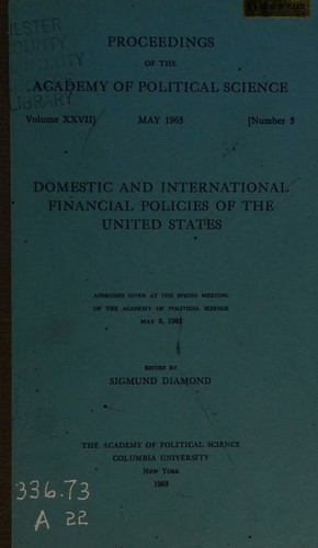 Cover for Domestic and international financial policies of the United States