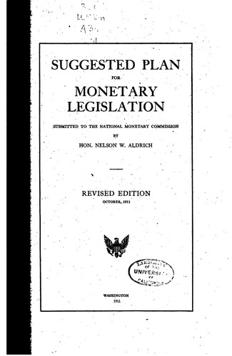 Cover for Suggested plan for monetary legislation