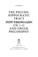 Cover for The pseudo-Hippocratic tract [Peri hebdomadōn.]