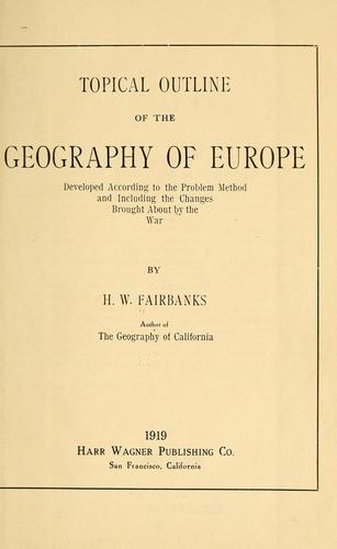 Cover for Topical outline of the geography of Europe