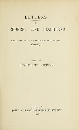 Cover for Letters of Frederic Lord Blachford