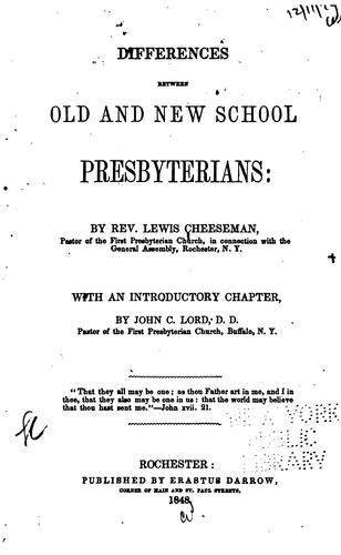 Cover for Differences between old and new school Presbyterians