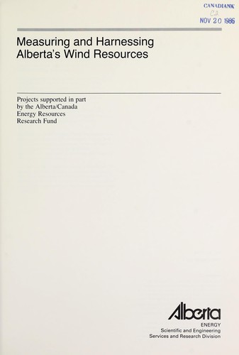 Cover for Measuring and harnessing Alberta's wind resources