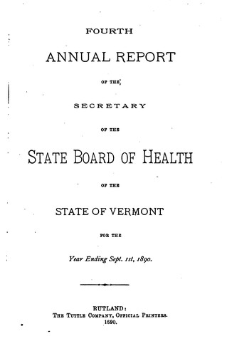 Cover for Report of the State Board of Health of the State of Vermont from ...