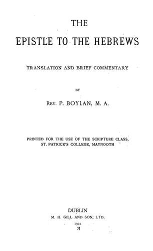 Cover for The Epistle of the Hebrews