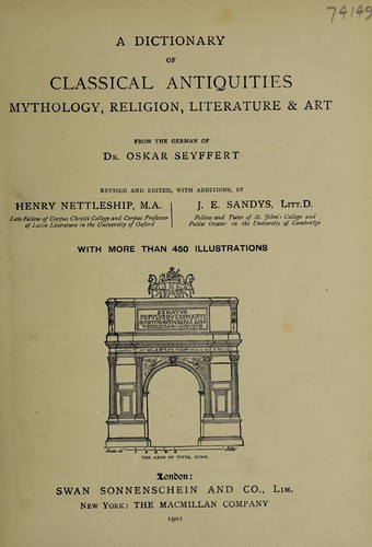 Cover for A dictionary of classical antiquities