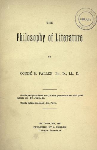Cover for The philosophy of literature