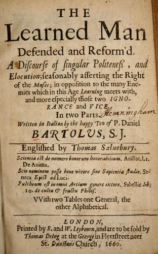 Cover for The learned man defended and reform'd
