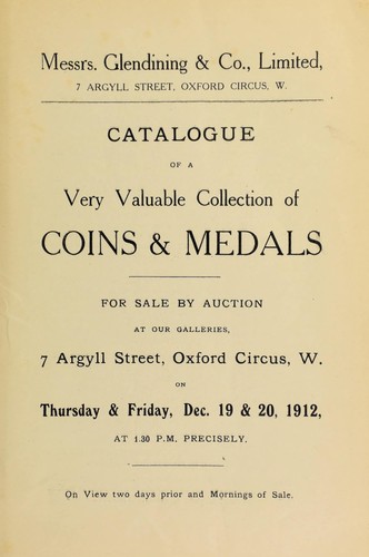 Cover for Catalogue of a very valuable collection of coins & medals, including Seleucidian coins of Syria, formed by Prince Gagarine ...