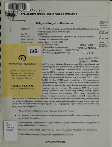 Cover for Mitigated negative declaration