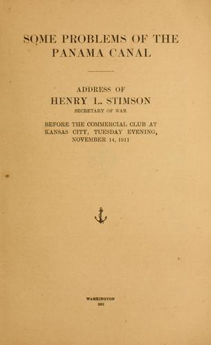 Cover for Some problems of the Panama Canal