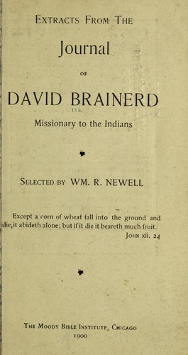 Cover for Extracts from the Journal of David Brainerd, missionary to the Indians
